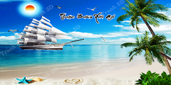 Tranh Thuyền Buồm-Tranh 3D  Dán Hồ Cá - Decal Dán Hồ- Cá Cảnh Thiên Phước