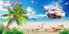 Tranh Thuyền Buồm-Tranh 3D  Dán Hồ Cá - Decal Dán Hồ- Cá Cảnh Thiên Phước