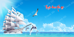 Tranh Thuyền Buồm-Tranh 3D  Dán Hồ Cá - Decal Dán Hồ- Cá Cảnh Thiên Phước