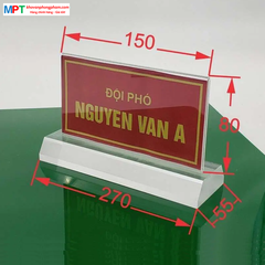 Biển chức danh mica trong suốt kích thước: 8x15cm - Đế dày 2cm