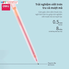 Bộ 8 bút nước nhiều màu Deli 33160 ngòi 0.5mm kèm 8 ống mực thay thế