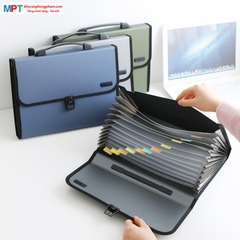 Cặp tài liệu 12 ngăn Deli 5556 - Tặng túi clear cao cấp Double A