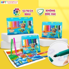 Bút lông màu dạ Felt Pen 24 màu Deli EC161-24 - Thiết kế đầu chóp nón, dễ đi nét