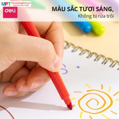 Bút lông màu dạ Felt Pen 18 màu Deli EC161-18 - Thiết kế đầu chóp nón, dễ đi nét