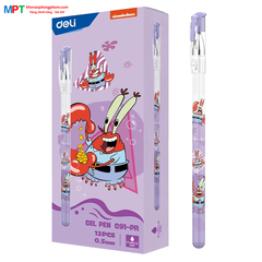 Bút gel Deli EG91-PR ngòi 0.5mm - Mực tím, Mực nhanh khô nét đều