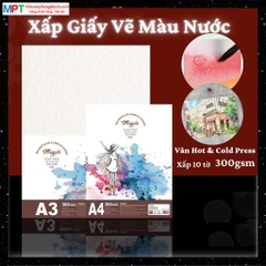 Giấy vẽ màu nước khổ A4 - 10 tờ Takeyo TMG-8288 (Định lượng 300gsm)