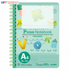 Sổ lò xo Klong kép bìa nhựa A4 400 trang Ms904