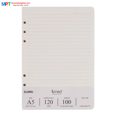 Ruột sổ còng kẻ ngang khổ A5 KLONG 998 - Định lượng 120gsm - Kích thước: 148x210mm