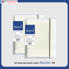 Sổ còng bìa nhựa MARINE khổ A5 - 200 trang 8847 - Dòng kẻ Caro 5x5mm - Định lượng 100gsm