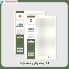 Ruột sổ còng giấy vàng chống lóa khổ A5 Hải Tiến 200 trang 8922 - Dòng kẻ caro, KT: 150x210mm - Định lượng 100gsm