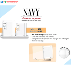 Sổ còng bìa nhựa cứng NAVY 200 trang 6669 - Dòng kẻ ngang (Khổ B5 - 9 còng)