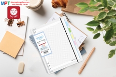 Sổ còng bìa nhựa cứng NEMO 200 trang 6812 kèm phân trang 4 màu - Dòng kẻ Caro (Khổ B5 - 9 còng)