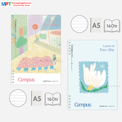 Sổ lò xo A5 Campus Land of Too Shy 2 đầu 160 trang - Dòng kẻ ngang - Định lượng 70gsm, kích thước 148x210mm
