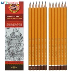 [TẶNG HỒ KHÔ] Hộp 12 Bút chì Tiệp KOH-I-NOOR 1500 thân vàng - 2B...8B và H...6H - Nhập khẩu bởi Cty Golden Pen