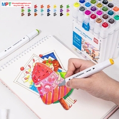 Bút lông màu Marker 2 đầu 24 màu Deli 70816-24 - TẶNG 1 HỘP BÚT CHÌ MÀU TRỊ GIÁ 26K