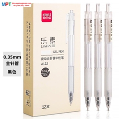 [MUA 10 TẶNG BÚT CHÌ] Bút gel Deli A122 ngòi 0.35mm - Mực đen, đều mực, ngòi nhỏ