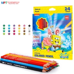 Bút chì màu 24 màu Deli EC133-24 - Hình bọt biển SpongeBob