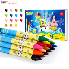 Sáp màu 16 màu Deli EC219-16 - Hình bọt biển SpongeBob
