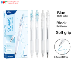 Bút gel Deli EG057 ngòi 0.5mm - Mực xanh, đen, mực viết trơn tru, dùng viết sổ caligraphy