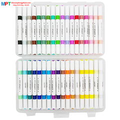 [TẶNG 1H BÚT CHÌ MÀU] Bút sơn Acrylic Marker 2 đầu 36 màu Deli HM924-36 - Chống nước vẽ trên mọi chất liệu