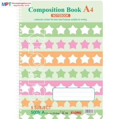 Sổ lò xo Klong đơn A4 500 trang 396 - Định lượng 58gsm - Kích thước 210x297mm