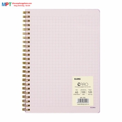 Sổ Dash Caro (6x6)mm lò xo kép bìa nhựa 2 mặt khổ A5 Klong 120 trang 592 - Định lượng 100gsm