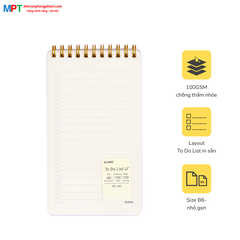 Sổ lò xo KLONG To Do List kép bìa nhựa 2 mặt khổ B6 120 trang 955 - Định lượng 100gsm - Kích thước 97x174mm