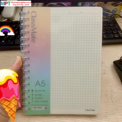 Sổ lò xo bìa nhựa trong khổ A5 Classmate 200 trang LA5-20-023 - Dòng kẻ Caro 5mm, định lượng 100gsm