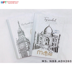 Sổ bìa bồi may gáy Maple 260 trang NBB.A4ADV260