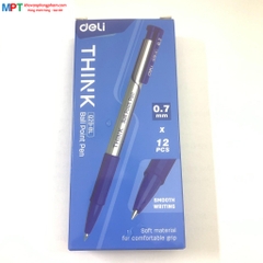 Hộp 12 Bút bi Deli Q29-BL Nét 0.7mm - Mực xanh (Tặng kèm giấy nhớ 3 size cao cấp)