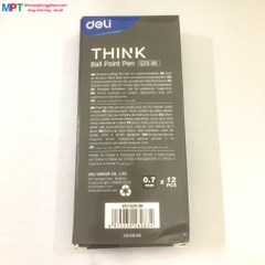 Hộp 12 Bút bi Deli Q29-BK Nét 0.7mm - Mực đen (Tặng kèm giấy nhớ 3 size cao cấp)