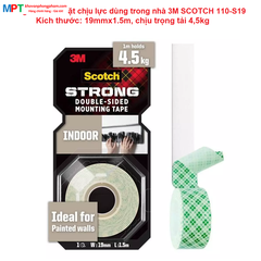 Băng dính hai mặt chịu lực dùng trong nhà 3M SCOTCH 110-S19 - Kích thước: 19mmx1.5m, chịu trọng tải 4,5kg - Nhập khẩu bởi 3M Việt Nam
