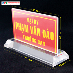 Biển chức danh mica trong suốt kích thước: 8x15cm - Đế dày 2cm