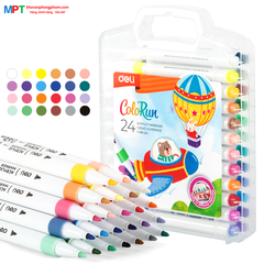 Bút sơn Acrylic Marker ngòi nét nhỏ 24 màu Deli C189-24 - Chống nước vẽ trên mọi chất liệu, Tô màu DIY vẽ giày vải, chai lọ
