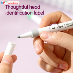 Bút sơn Acrylic Marker ngòi nét nhỏ 12 màu Deli C189-12 - Chống nước vẽ trên mọi chất liệu, Tô màu DIY vẽ giày vải, chai lọ