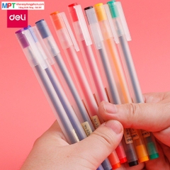 Bộ 8 bút nước nhiều màu Deli 33160 ngòi 0.5mm kèm 8 ống mực thay thế