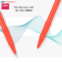 [MUA 10 TẶNG BÚT CHÌ] Bút bi bấm Deli 6546S ngòi 0.7mm - Đầu bấm thiết kế chống trượt tiện dụng