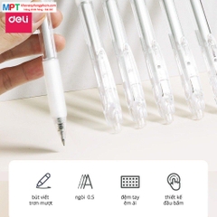 [MUA 12 TẶNG BÚT XOÁ] Bút gel Deli A057B ngòi 0.5mm - Mực đen (Phù hợp viết sổ Calligraphy)