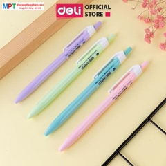 [MUA 10 TẶNG BÚT CHÌ] Bút bi bấm Deli EQ03336 ngòi 0.7mm - Mực xanh
