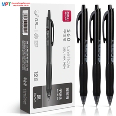 [MUA 10 TẶNG BÚT CHÌ] Bút Gel Deli S60-6 ngòi 0.5mm - Mực đen