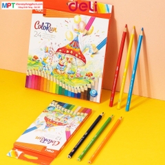 Bút chì màu 24 màu ColoRun Deli EC130-24 - Thân bút hình lục giác, lõi chì 3.0mm