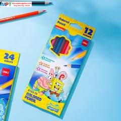 Bút chì màu 12 màu Deli EC133-12 - Hình bọt biển SpongeBob
