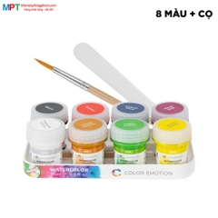 Vỉ 8 màu nước Deli EC22-8 Emotion - Dạng hũ 15ml/hũ kèm cọ và tán
