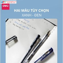 Bút gel Deli EG65-BL ngòi 0.5mm - Mực xanh, thiết kế đậy nắp, mực ra đều