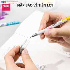 Bút gel Deli EG81-BL ngòi 0.5mm - Mực xanh, Mực nhanh khô nét đều