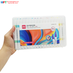 [TẶNG 1H BÚT CHÌ MÀU] Bút sơn Acrylic Marker 2 đầu 36 màu Deli HM924-36 - Chống nước vẽ trên mọi chất liệu