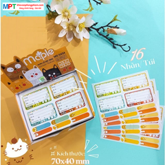 Nhãn vở Maple MEOW 5434 - 16 nhãn/túi, kèm tem phụ - Kích thước: 7x4cm
