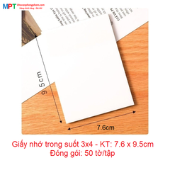 Giấy nhớ trong suốt 3x4 - Kích thước: 76x95mm - 50 tờ/tập