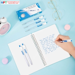 [TẶNG BÚT NHẬT 25K] Hộp 12 Bút bi Deli Q27 ARROW ngòi 0.5mm - Mực xanh