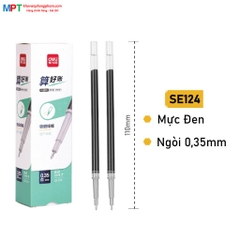 [MUA 10 TẶNG BÚT CHÌ] Ruột bút gel Deli SE124 nét 0.35mm dùng thay thế cho bút gel SA130/A122 - Mực đen